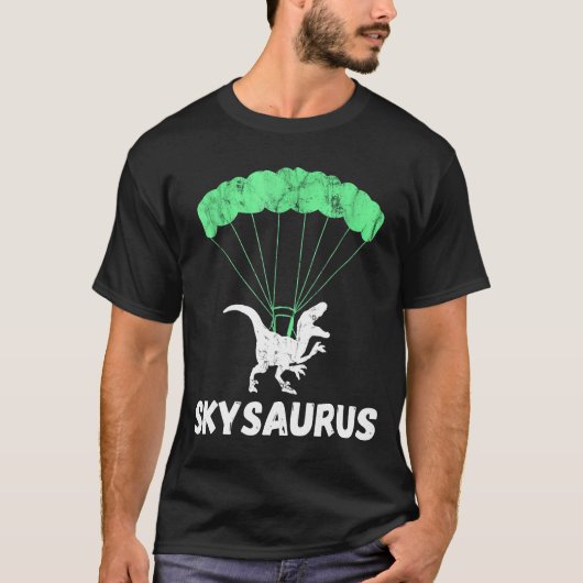 Skydiver Dinosaurs Skydiving Parachute Jumping Tre T-Shirt (Vorderseite)