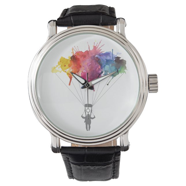 Skydiver, Fallschirm. Skydiving Sport. Fallschirms Armbanduhr (Vorderseite)