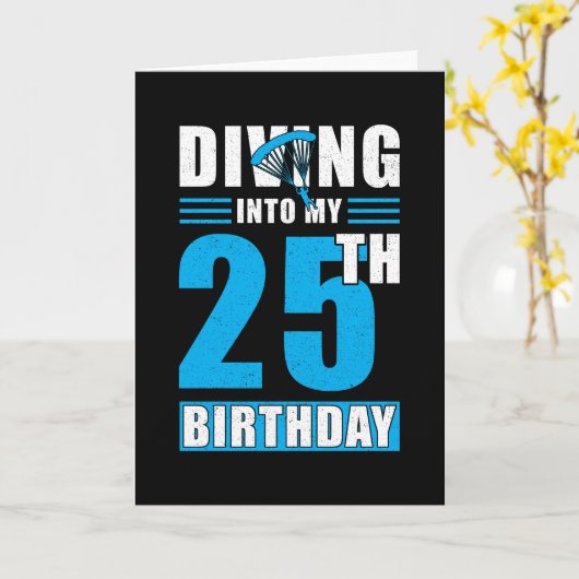 Skydiver Geschenk 25. Geburtstag Karte (Gelbe Blume)