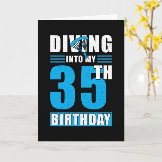 Skydiver Geschenk 35. Geburtstag Karte (Gelbe Blume)