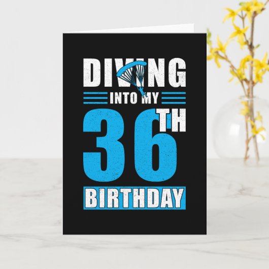Skydiver Geschenk 36. Geburtstag Karte (Gelbe Blume)