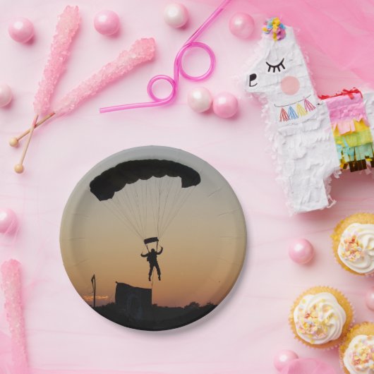 Skydiver Parachute bei Sunset Sky Diver Pappteller (Party)