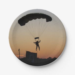 Skydiver Parachute bei Sunset Sky Diver Pappteller