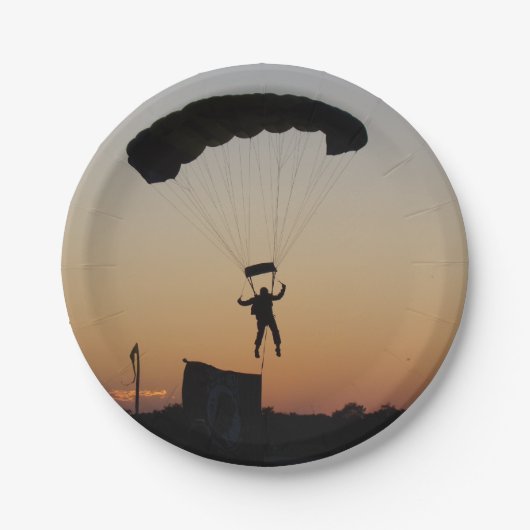 Skydiver Parachute bei Sunset Sky Diver Pappteller (Vorderseite)