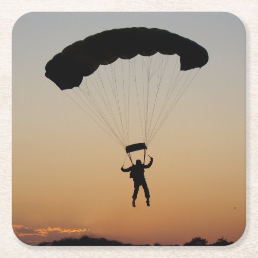 Skydiver Parachute bei Sunset Sky Diver Rechteckiger Pappuntersetzer (Vorderseite)