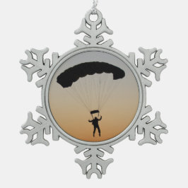 Skydiver Parachute bei Sunset Sky Diver Schneeflocken Zinn-Ornament