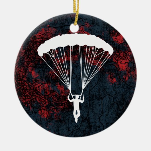 Skydiver Silhouette Keramik Ornament (Vorne)