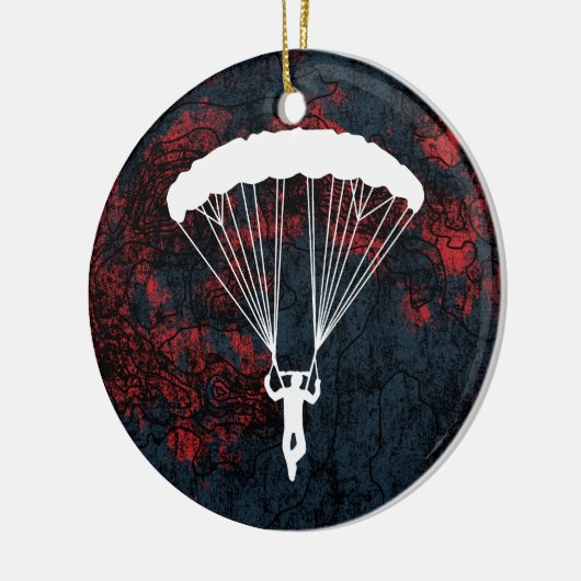 Skydiver Silhouette Keramik Ornament (Links)