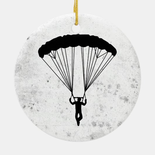 Skydiver Silhouette Keramik Ornament (Hinten)