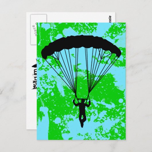 Skydiver Silhouette Postkarte (Vorne/Hinten)
