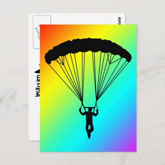 Skydiver Silhouette Postkarte (Vorne/Hinten)