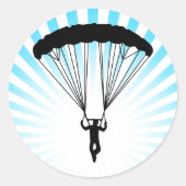 Skydiver Silhouette Runder Aufkleber (Vorderseite)