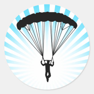 Skydiver Silhouette Runder Aufkleber