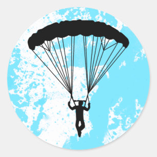 Skydiver Silhouette Runder Aufkleber