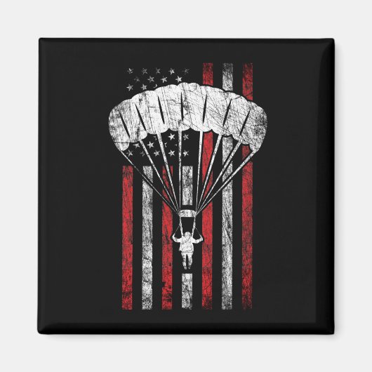 Skydiver Silhouette - Skydiving American Flag - Sk Magnet (Vorne)