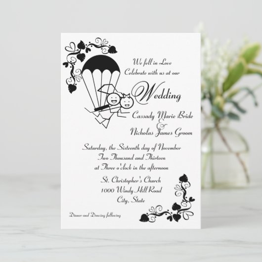 Skydiver Wedding Einladung (Stehend Vorderseite)
