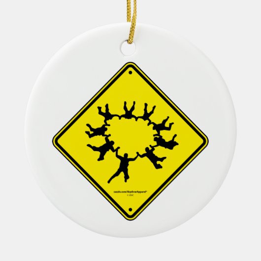Skydivers-Vorsicht-Zeichen Keramikornament (Vorne)