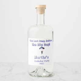 Skydiving Bachelor Party Funny Adventure Theme Alkoholflaschenetikett