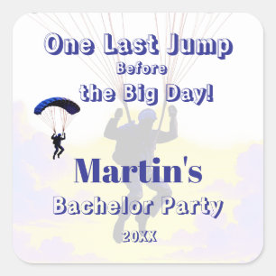 Skydiving Bachelor Party Funny Adventure Theme Quadratischer Aufkleber