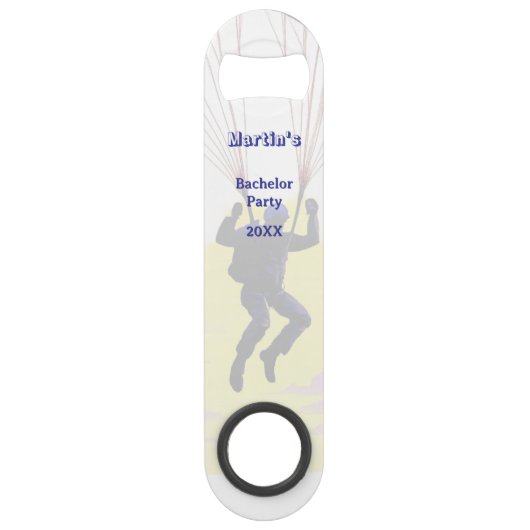Skydiving Bachelor Party Funny Adventure Theme Speed Flaschenöffner (Rückseite)