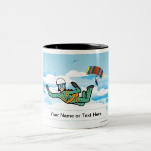 Skydiving - Cartoon von PrintedPerfection Zweifarbige Tasse