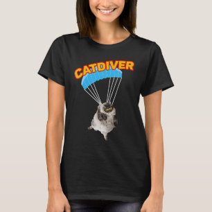 Skydiving Cat Diving Catdiver Skydiver Paragliding T-Shirt