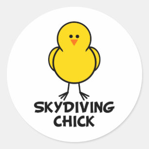 Skydiving Chick Runder Aufkleber