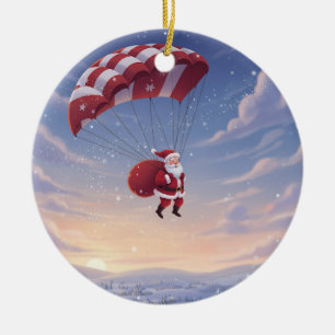 Skydiving des personalisierten Weihnachtsmanns Keramik Ornament