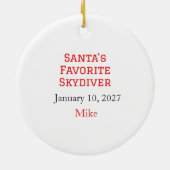 Skydiving des personalisierten Weihnachtsmanns Keramik Ornament (Hinten)