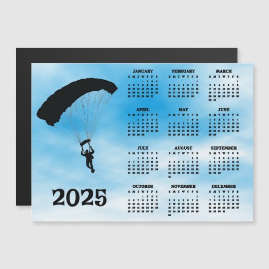 Skydiving Design 2025 Kalender Magnetkarte (Vorne/Hinten)