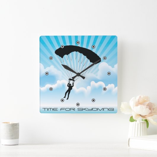 Skydiving Design Wall Clock Quadratische Wanduhr (Zuhause)