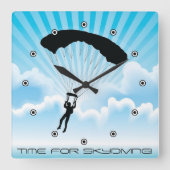 Skydiving Design Wall Clock Quadratische Wanduhr (Vorderseite)
