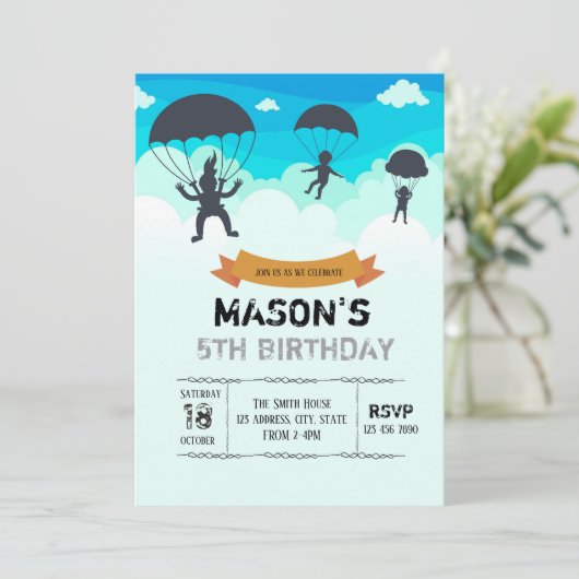 Skydiving Einladung (Stehend Vorderseite)