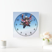 Skydiving Fun Quadratische Wanduhr (Zuhause)