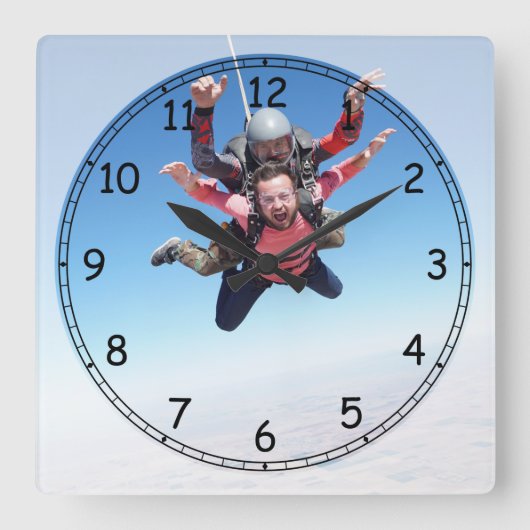 Skydiving Fun Quadratische Wanduhr (Vorderseite)