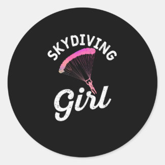 Skydiving girl Sky Diver girl Runder Aufkleber