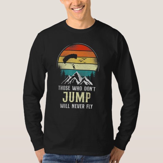 Skydiving Jump Fly Parachute Paraglide Retro T-Shirt (Vorderseite)