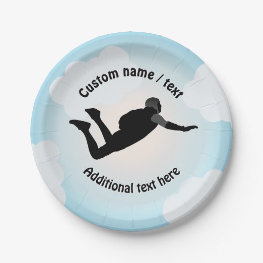 Skydiving-Jump - Freefall-Pose - jeder Textmotto Pappteller (Vorderseite)