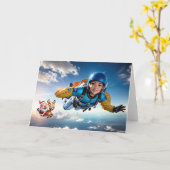 Skydiving mit Santa. Karte (Gelbe Blume)