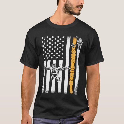 Skydiving Parachuting American Skydiver USA Flag T-Shirt (Vorderseite)