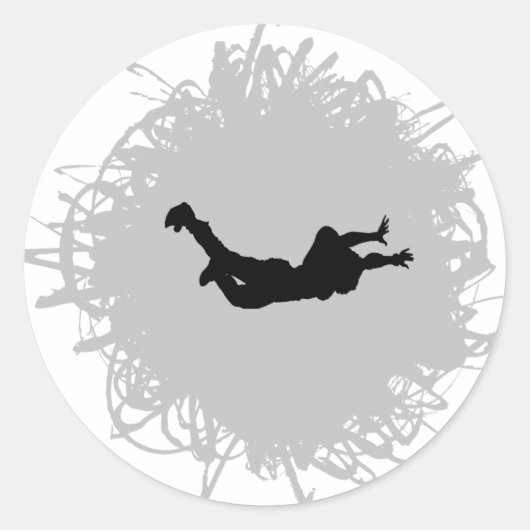 Skydiving Scribble Style Runder Aufkleber (Vorderseite)