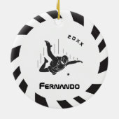 Skydiving Skydiver Fallschirmspringen Name & Jahr  Keramik Ornament (Hinten)