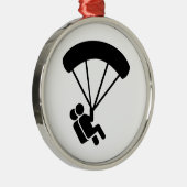 Skydiving Tandem Silbernes Ornament (Rechts)