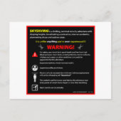 SKYDIVING Themenpark Warnzeichen Postkarte (Vorderseite)