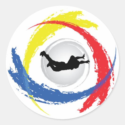 Skydiving Tricolor Emblem Runder Aufkleber (Vorderseite)