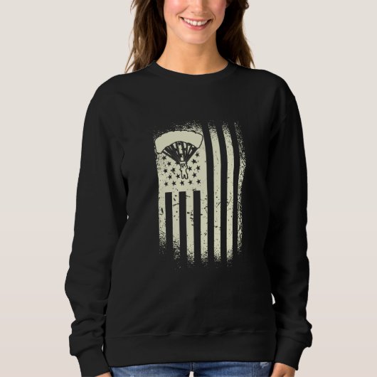 Skydiving USA Flag Parachute American Skydiver Sweatshirt (Vorderseite)