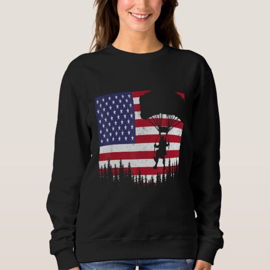 Skydiving Vintage American Flag Funny Skydiver Sky Sweatshirt (Vorderseite)