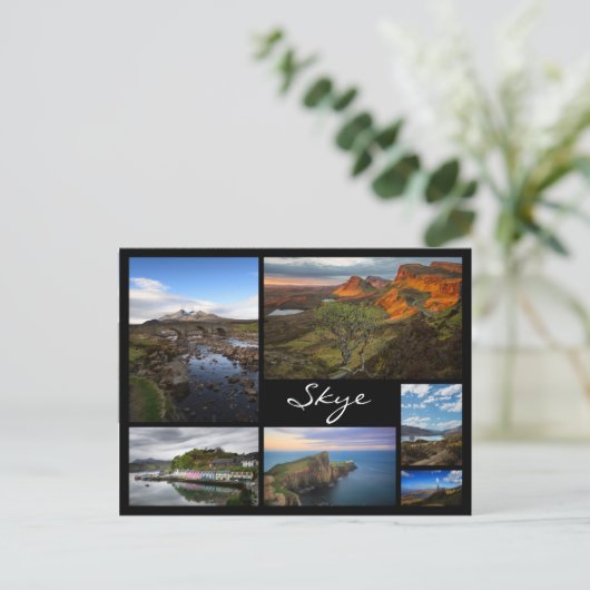 Skye Landschaften schwarze Rahmen Collage Postkarte (Stehend Vorderseite)