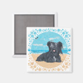 Skye Terrier am Strand Magnet (Vorderseite/Rückseite)