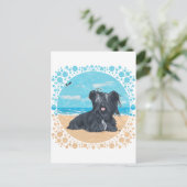 Skye Terrier am Strand Postkarte (Stehend Vorderseite)
